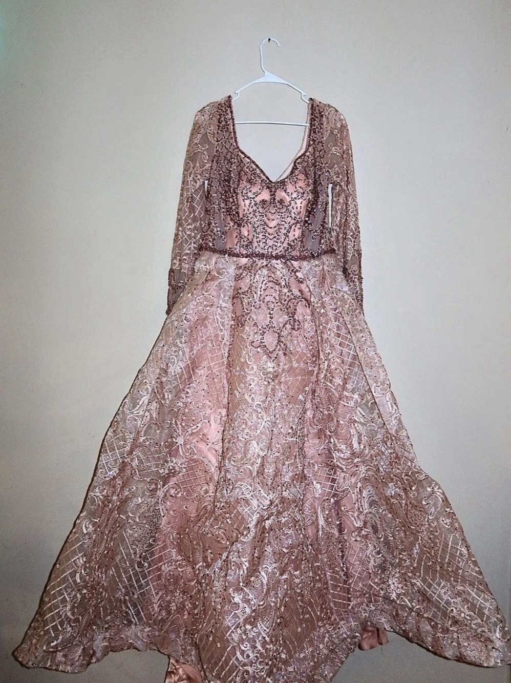 Pink Embellished Lace Maxi Dress Like New Wedding